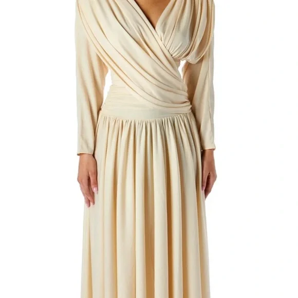 Elegant Cream Long Sleeve Maxi Dress - Picture 2 of 2